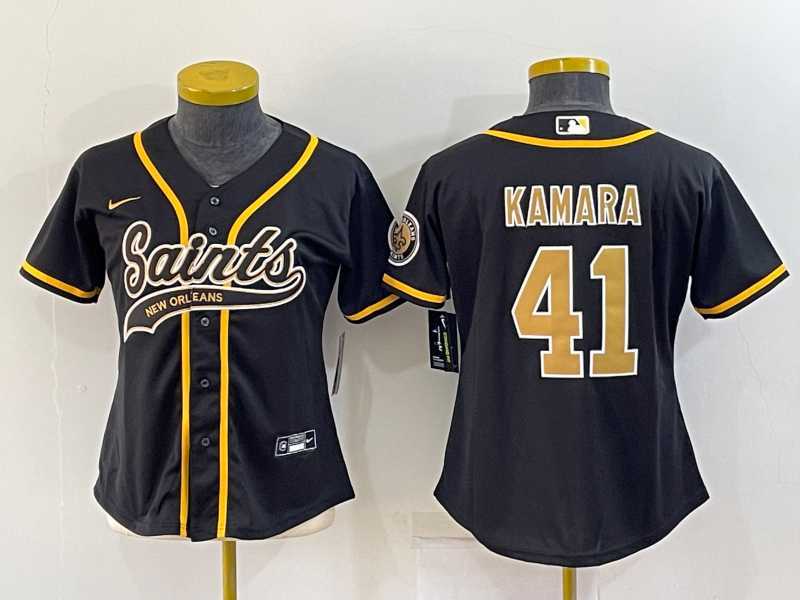 Women's New Orleans Saints #41 Alvin Kamara Black With Patch Cool Base Stitched Baseball Jersey,We sell and wholesale Women's New Orleans Saints #41 Alvin Kamara Black With Patch Cool Base Stitched Baseball Jersey on line form chian!